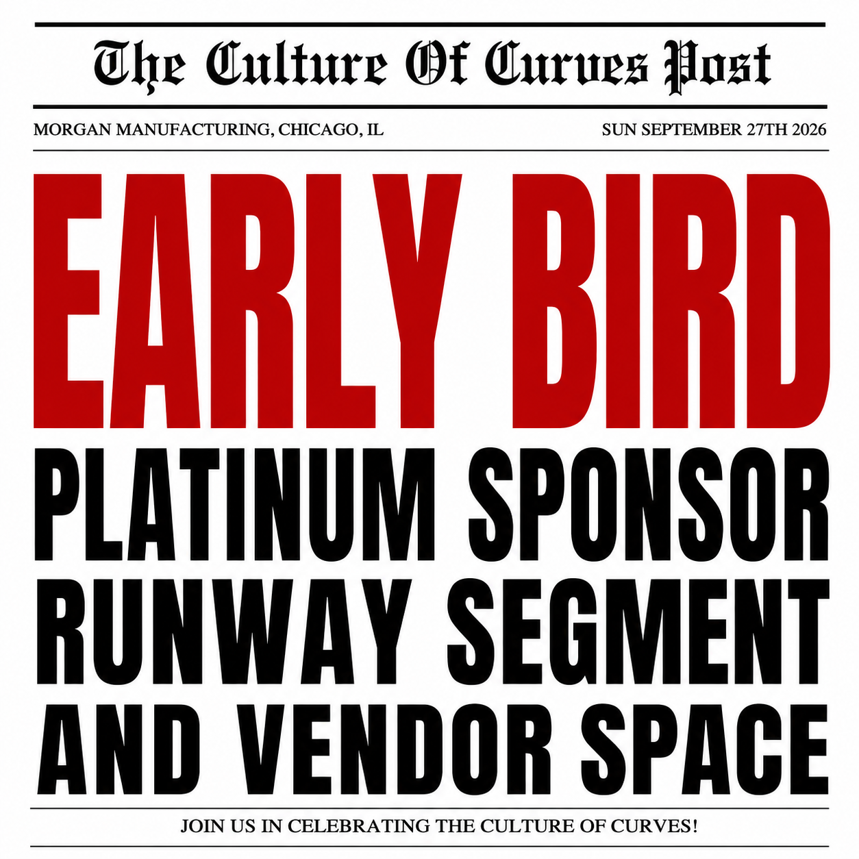 2026 Early Bird Platinum Sponsor (Runway Segment/Vendor)